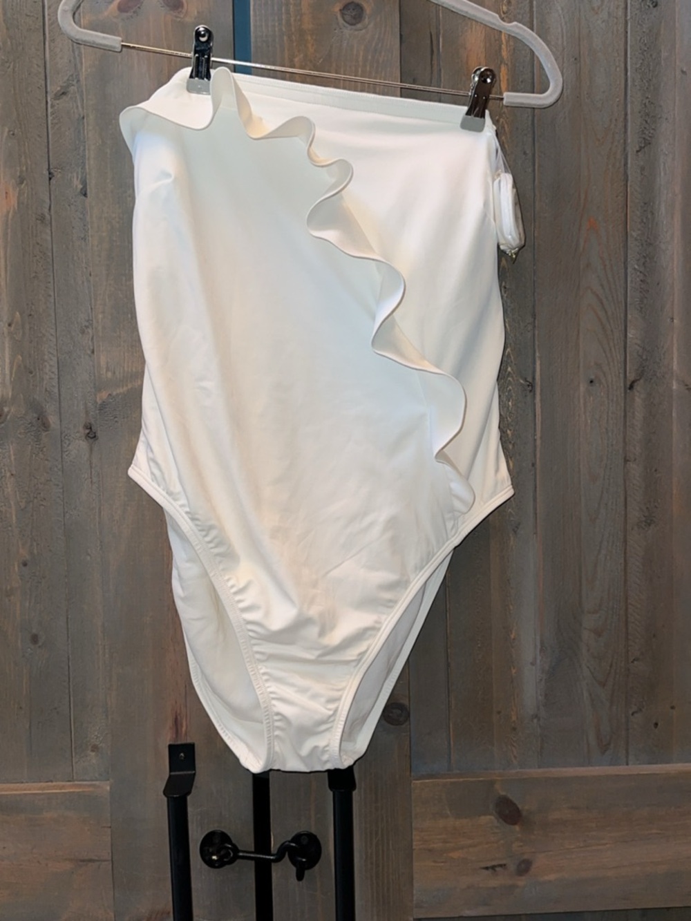 White Strapless Ruffle One-Piece Swimsuit XL NWT